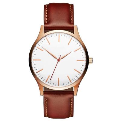 Mens Brown Leather Band Rose Gold Face Quartz Movt Watch Price Watch Mens