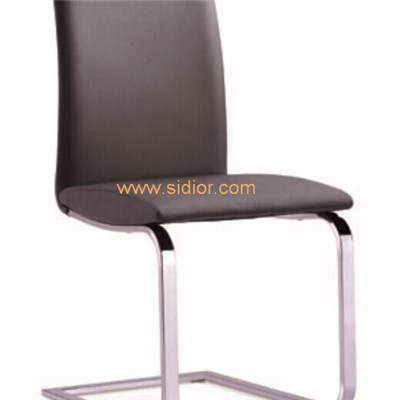 Chromed Frame Synthetic Leather Upholstered Dining Chair