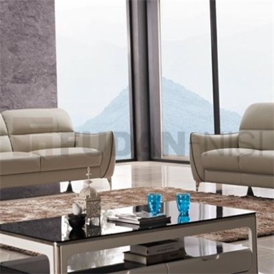 Fashionable Home Sofa Set With Contrasting Piping And Stainless Steel Feet