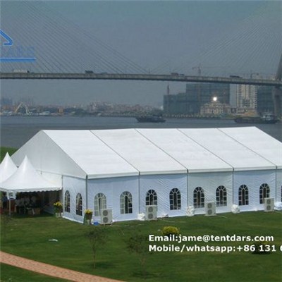 European Style Clear Span Structures White Pvc Party Tent With Drapes Decoration For Sale