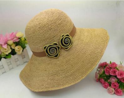 fashionable beach women raffia straw hat