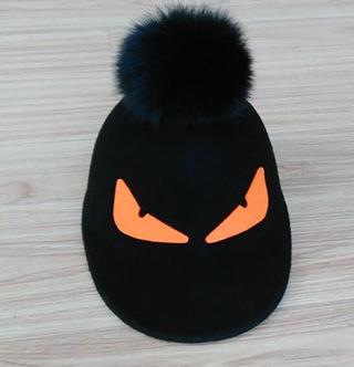 children's England style cool wool horseman hat with fox fur ball