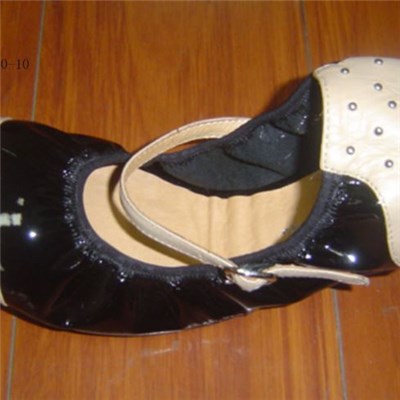 Dress Female Leather Flat Ballerina With Foldable Outsole And All Leather Upper