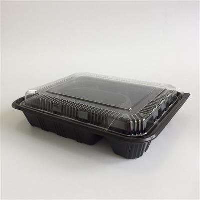Black Color Disposable Eco-Friendly 5 Compartment Japanese Bento Lunch Box Food Container