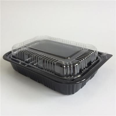 Large Black Plastic Disposable Japanese Bento Lunch Box For Office