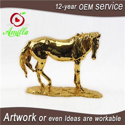 Golden Polyresin Horse Statues For Sale Horse Decorations For Home Collectibles