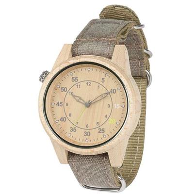 Changeable Canvas Strap Custom Bamboo Wood Mens Watches