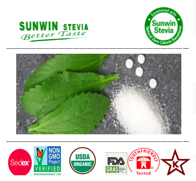 Natural low calorie food use, gras,  NOP organic stevia leaves extract ，Reb-A 97 percent, Reb-A 98 percent
