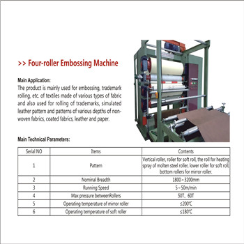 Four /five vertical rollers pressure embossing machine for fabric and trademark