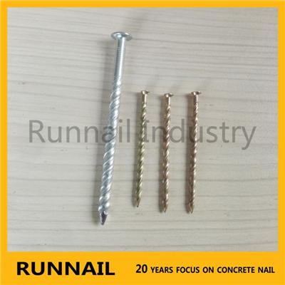 Galvanized Twisted Nail Or Twisted Concrete Steel Nails, Q195 Or #45 Carbon Steel, Yellow Zinc Plated, Twisted Shank, Factory Sales