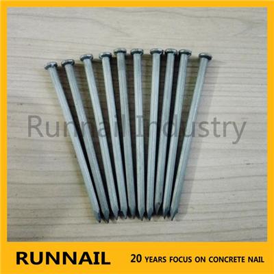 Grey Galvanized Grooved Concrete Nails With Thick Flat Head, Fluted Shank, Philippines Market, Heavy Carton, Good Qualtiy