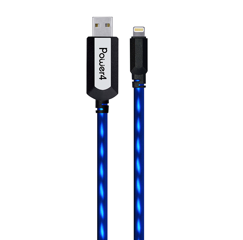 2 in 1 EL Visible 8 Pin Lightning To Micro USB Flowing Flat Cable LDF003