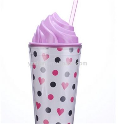Hot Products Plastic Tumbler Ice Cream Lid Starbucks Drinking Ware Mug 450ml