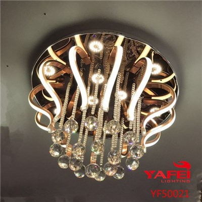 Modren Semi Flush Crystal Match Wall And Ceiling Dome Lights For Bedroom