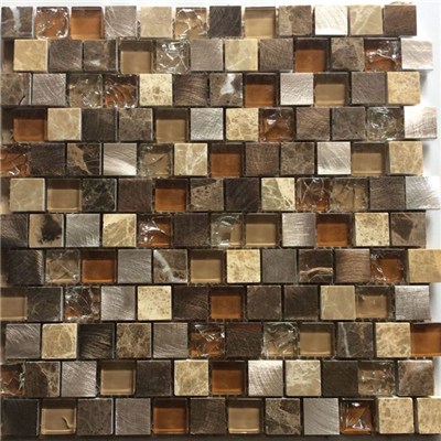 Hot Sale Mix Material Glass Aluminum And Stone Mosaic For Background