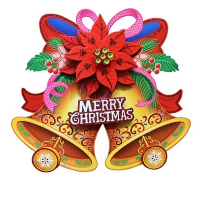 2017 New Christmas Candle Wreath Reindeer Cart Bell And Dog Paper Sticker For Indoor Or Outdoor Decoration