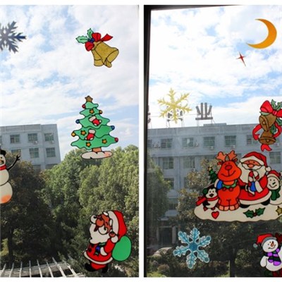 PVC Vinyl Removable Christmas Static Santa Claus Angel Snow Tree Window Sticker