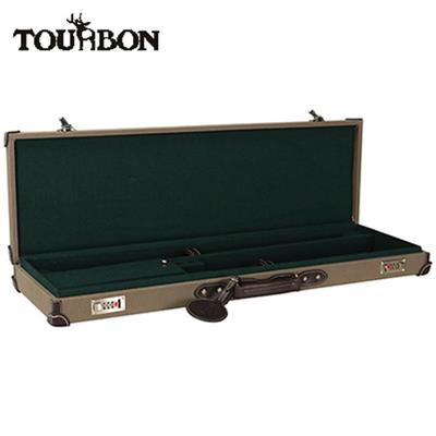 Tourbon Hunting Canvas And Leather Side By Side Shotgun Hard Shell Gun Case With Lock