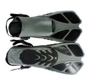 black Short Snorkeling Swim Fins with Mesh Bag