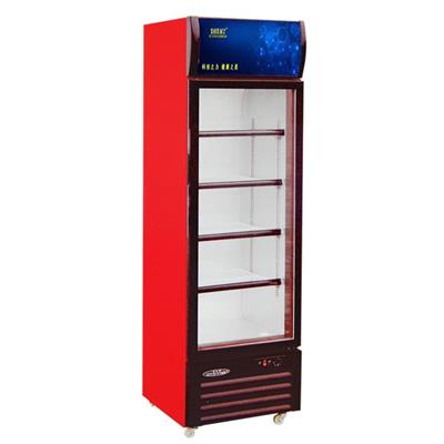 Side Open Single Glass Door Upright Display Freezers For Drinks Or Beverage With Customized AD Lamp Boxes