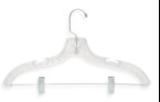 Clear color/ crystal plastic hangers with metal clips