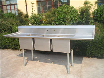 Stainless Steel Sink With 2 In-Between 3 Compartments,with 2drainboards, meet with NSF standard