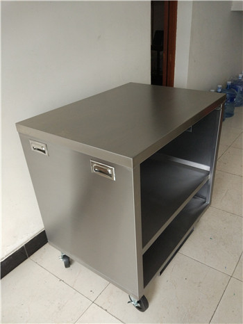 Customer-designed Stainless Steel Cart with hidden handles, for the kitchen using