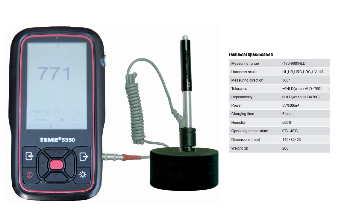 3.5 Inch Handheld Hardness Tester TIME®5350 with 7 optional Impact Devices