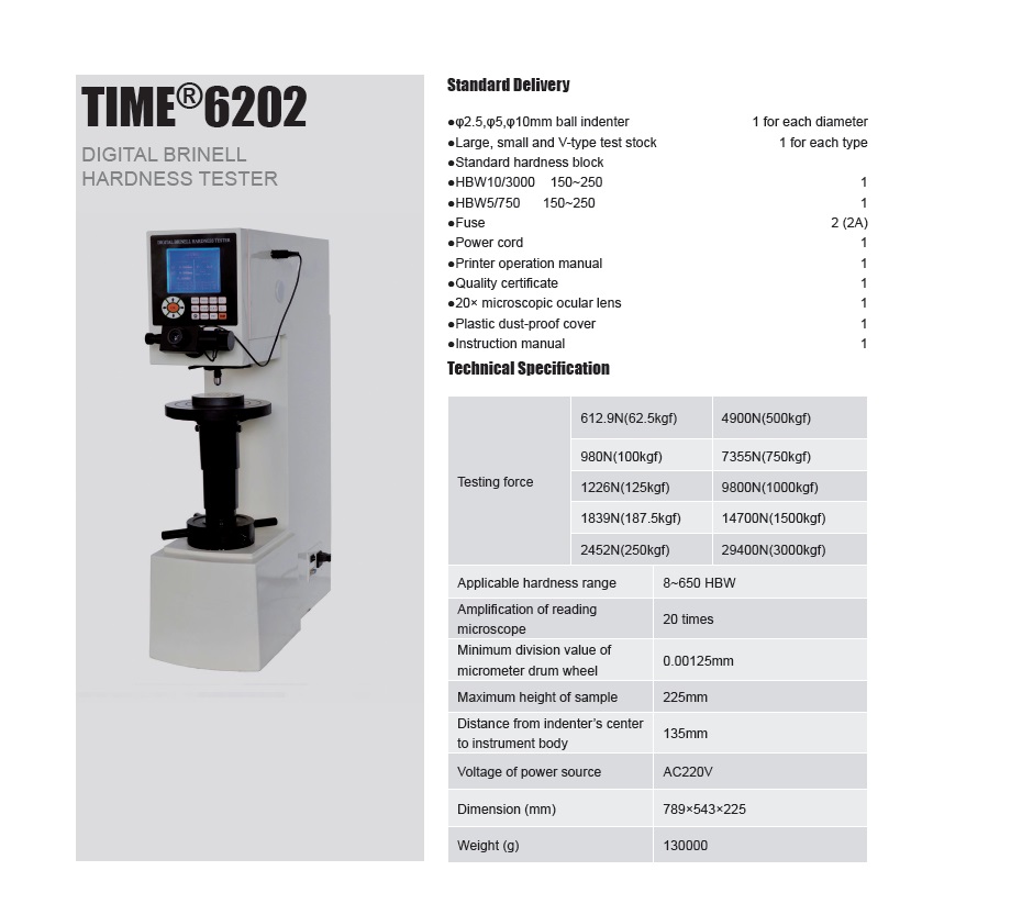 High Quality Digital Brinell Hardness Tester TIME®6202