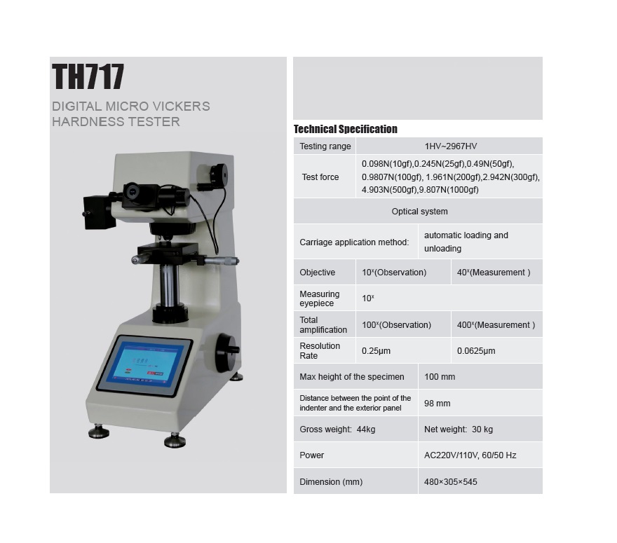 High Accuracy Micro Vickers Hardness Tester TH717 from Reliable Supplier