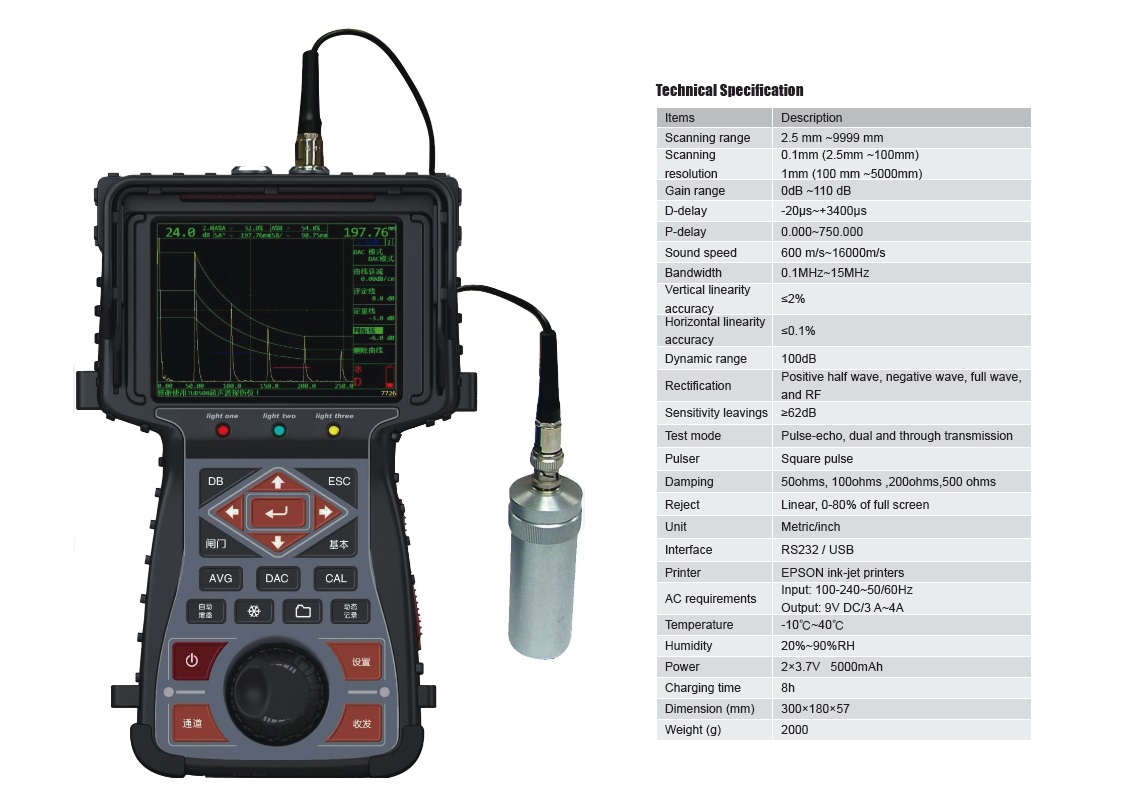Portable Ultrasonic Flaw Detector TUD500 from ISO Certified Manufacturer