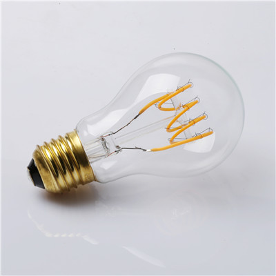 A19 LED Soft Filament flexible spiral curved bulb