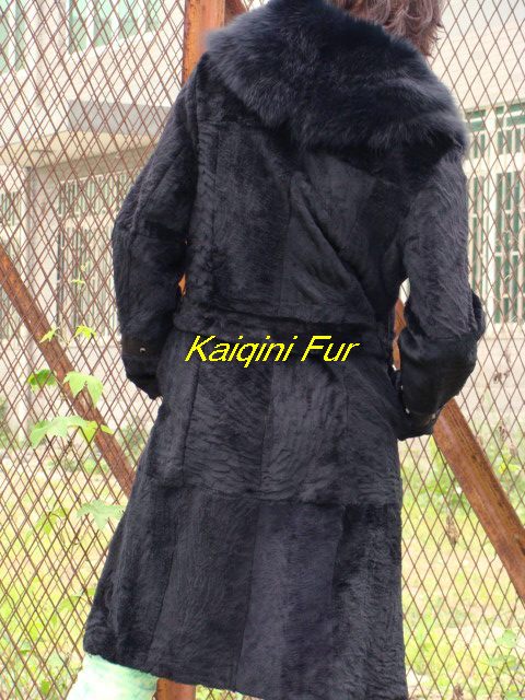 China Direct sell rex rabbit fur coat+fox fur collar s328