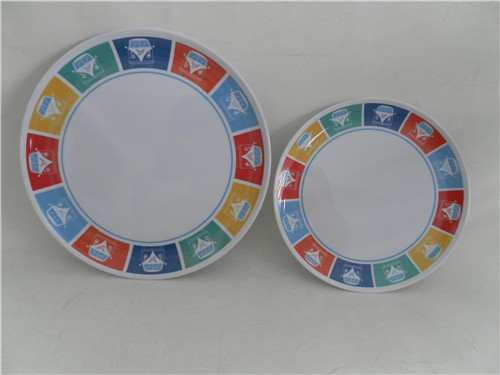 Hot sell custom full printed 100% melamine tableware plate set/ round dish