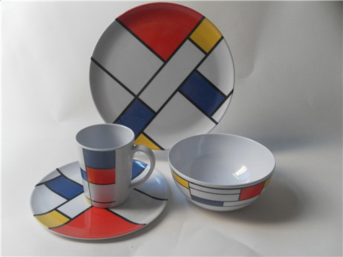 High quality 4/16pcs melamine tableware dinner set with color box