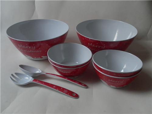 wholesale christmas melamine  dinner set /plate/ bowl/ spoon and fork