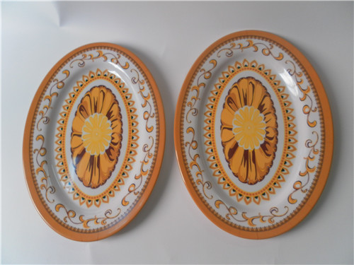 Top grade eco-friendly melamine tableware dinner set oval shape plastic plate for wedding