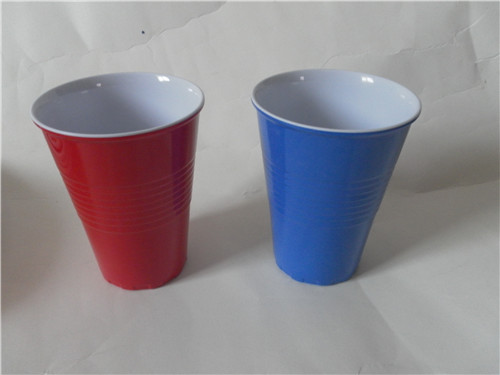 Double color reusable melamine drinking cup/plastic mug