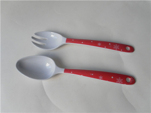 Reusable durable melamine plastic salad spoon and fork set/ kitchen utensil set