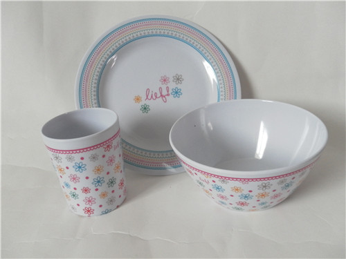 Custom Print 8 Melamine Dinner Plate and 6salad bowl and tumbler mug For Kids