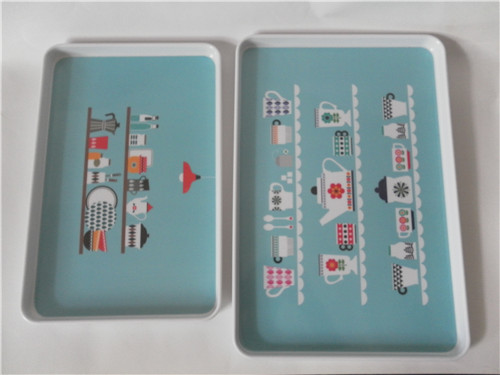 Straight rectangle plastic melamine dinner tray in serving trays with customer printed