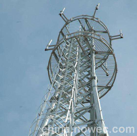 High strength anti-seismic anti-corrosion four tubes communication tower