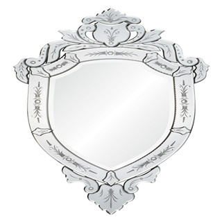 Etched shield shape devorative wall mirror for livingroom/bathroom/dining room