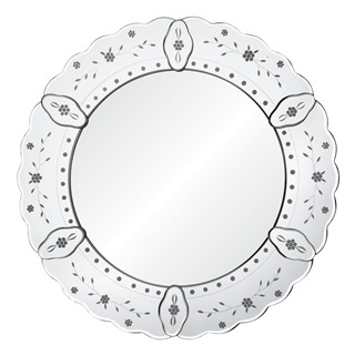 Etched round devorative wall mirror for livingroom/bathroom/dining room
