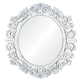 Etched oval devorative wall mirror for livingroom/bathroom/dining room