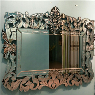 Etched rectangular delicate devorative wall mirror for livingroom/bathroom/dining room