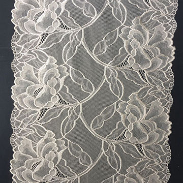 New Design Popular 3d flower white Nylon Elastic Lace trim for lingerie