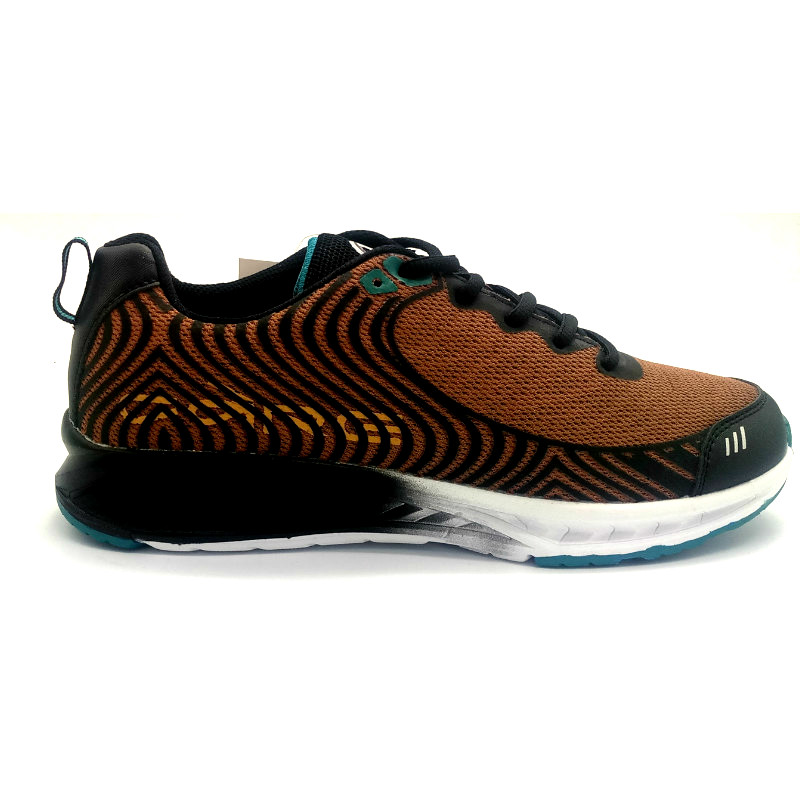 Black & Gold Rubber printed mesh upper Men Sport shoes with phylon outsole