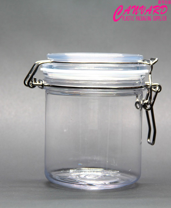 Round airtight jar, clear plastic bail jar, empty cream jar, empty facial mask jar 500g