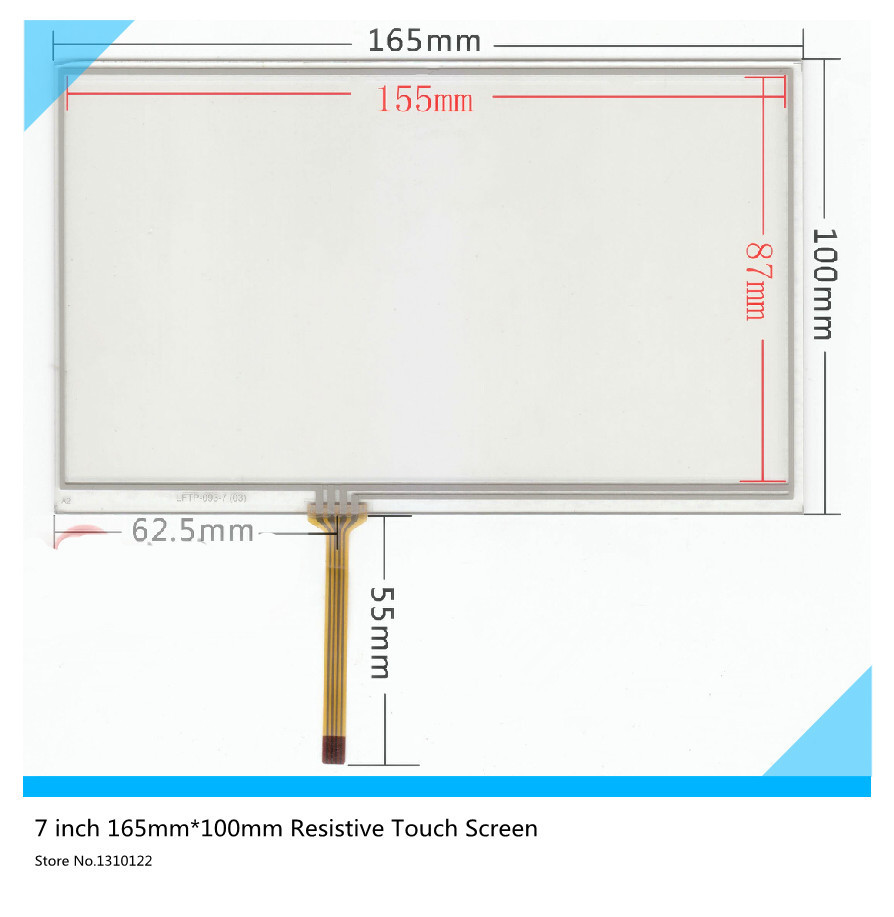 7 ''inch 165mm*100mm Resistive Touch Screen Digitizer for Car navigation DVD (The wire on the right) touch panel Glass